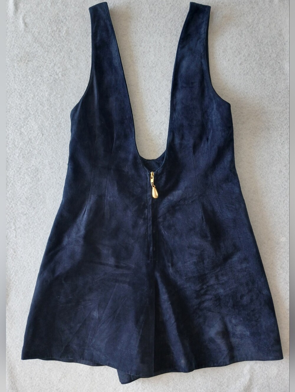 Danier Suede Vintage 90's Navy Pinafore Romper - Picture 3 of 16